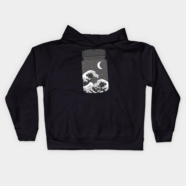 Night at The Sea Kids Hoodie by Artthree Studio